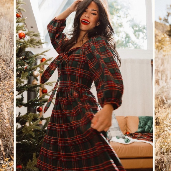 FLASH PRICE DROP 🎄Margo short dress in Green Plaid by Ivy City Co - Picture 3 of 14